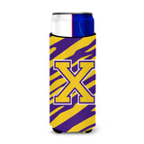 Monogram - Tiger Stripe - Purple Gold Letter X Ultra Beverage Insulators For Slim Cans Cj1022-Xmuk