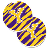 Caroline'S Treasures Letter Y Monogram - Tiger Stripe - Purple Gold Set Of 2 Cup Holder Car Coasters Cj1022-Ycarc, 2.56, Multi