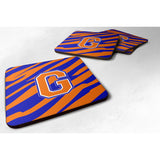 Caroline'S Treasures Cj1023-Gfc Monogram-Tiger Stripe-Blue Orange Foam Coasters (Set Of 4), Initial Letter G, 3.5 H X 3.5,