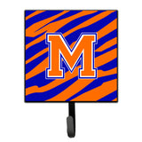 Caroline'S Treasures Cj1023-Msh4 Letter M Initial Monogram-Tiger Stripe-Blue Orange Leash Holder Or Key Hook, Small, Multicolo