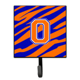 Caroline'S Treasures Cj1023-Osh4 Letter O Initial Monogram-Tiger Stripe-Blue Orange Leash Holder Or Key Hook, Small, Multicolo