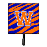 Caroline'S Treasures Cj1023-Wsh4 Letter W Initial Monogram-Tiger Stripe-Blue Orange Leash Holder Or Key Hook, Small, Multicolo