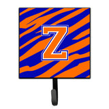 Caroline'S Treasures Cj1023-Zsh4 Letter Z Initial Monogram-Tiger Stripe-Blue Orange Leash Holder Or Key Hook, Small, Multicolo