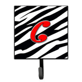 Caroline'S Treasures Cj1024-Csh4 Letter C Initial Monogram-Zebra Red Leash Holder Or Key Hook, Small, Multicolor