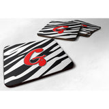 Caroline'S Treasures Cj1024-Gfc Monogram-Zebra Red Foam Coasters (Set Of 4), Initial Letter G, 3.5 H X 3.5 W, Multicol