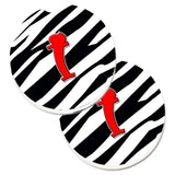 Caroline'S Treasures Monogram Initial I Zebra Red Set Of 2 Cup Holder Car Coasters Cj1024-Icarc, 2.56, Multicolor