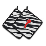 Caroline'S Treasures Monogram Initial I Zebra Red Pair Of Pot Holders Cj1024-Ipthd, 7.5Hx7.5W, Multicolor