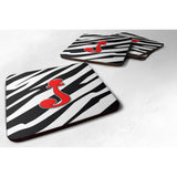 Caroline'S Treasures Cj1024-Jfc Monogram-Zebra Red Foam Coasters (Set Of 4), Initial Letter J, 3.5 H X 3.5 W, Multicol
