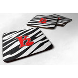 Caroline'S Treasures Cj1024-Kfc Monogram-Zebra Red Foam Coasters (Set Of 4), Initial Letter K, 3.5 H X 3.5 W, Multicol