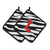 Caroline'S Treasures Monogram Initial L Zebra Red Pair Of Pot Holders Cj1024-Lpthd, 7.5Hx7.5W, Multicolor