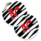 Caroline'S Treasures Monogram Initial N Zebra Red Set Of 2 Cup Holder Car Coasters Cj1024-Ncarc, 2.56, Multicolor