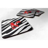 Caroline'S Treasures Cj1024-Nfc Monogram-Zebra Red Foam Coasters (Set Of 4), Initial Letter N, 3.5 H X 3.5 W, Multicol