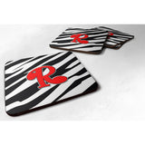 Caroline'S Treasures Cj1024-Rfc Monogram-Zebra Red Foam Coasters (Set Of 4), Initial Letter R, 3.5 H X 3.5 W, Multicol