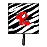 Caroline'S Treasures Cj1024-Rsh4 Letter R Initial Monogram-Zebra Red Leash Holder Or Key Hook, Small, Multicolor