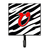 Caroline'S Treasures Cj1024-Ush4 Letter U Initial Monogram-Zebra Red Leash Holder Or Key Hook, Small, Multicolor
