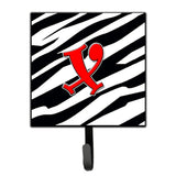 Caroline'S Treasures Cj1024-Xsh4 Letter X Initial Monogram-Zebra Red Leash Holder Or Key Hook, Small, Multicolor