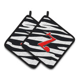 Caroline'S Treasures Monogram Initial Z Zebra Red Pair Of Pot Holders Cj1024-Zpthd, 7.5Hx7.5W, Multicolor