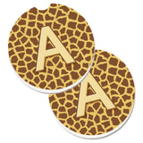 Caroline'S Treasures Letter A Monogram - Griaffe Set Of 2 Cup Holder Car Coasters Cj1025-Acarc, 2.56, Multicolor