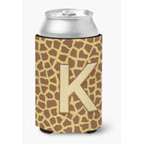 Letter K Initial Monogram - Giraffe Can Or Bottle Beverage Insulator Hugger