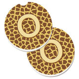 Caroline'S Treasures Monogram Initial O Giraffe Set Of 2 Cup Holder Car Coasters Cj1025-Ocarc, 2.56, Multicolor