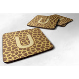 Caroline'S Treasures Cj1025-Ufc Monogram-Giraffe Foam Coasters (Set Of 4), Initial Letter U, 3.5 H X 3.5 W, Multicolor