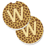 Caroline'S Treasures Monogram Initial Wgiraffe Set Of 2 Cup Holder Car Coasters Cj1025-Wcarc, 2.56, Multicolor