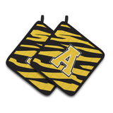 Caroline'S Treasures Letter A Monogram - Black Gold Tiger Stripe Pair Of Pot Holders Cj1026-Apthd, 7.5Hx7.5W, Multicolor