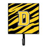 Caroline'S Treasures Letter D Initial Monogram-Tiger Stripe-Black Gold Leash Holder Or Key Hooks, Small, Multicolor