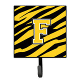 Caroline'S Treasures Cj1026-Fsh4 Letter F Initial Monogram-Tiger Stripe-Black Gold Leash Holder Or Key Hook, Small, Multicolor