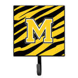 Caroline'S Treasures Cj1026-Msh4 Letter M Initial Monogram-Tiger Stripe-Black Gold Leash Holder Or Key Hook, Small, Multicolor