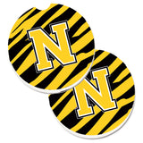 Caroline'S Treasures Monogram Initial N Tiger Stripe - Black Gold Set Of 2 Cup Holder Car Coasters Cj1026-Ncarc, 2.56, Multico