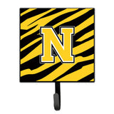 Caroline'S Treasures Cj1026-Nsh4 Letter N Initial Monogram-Tiger Stripe-Black Gold Leash Holder Or Key Hook, Small, Multicolor