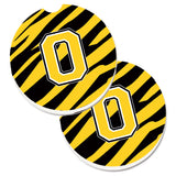 Caroline'S Treasures Monogram Initial O Tiger Stripe - Black Gold Set Of 2 Cup Holder Car Coasters Cj1026-Ocarc, 2.56, Multico
