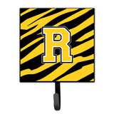 Caroline'S Treasures Cj1026-Rsh4 Letter R Initial Monogram-Tiger Stripe-Black Gold Leash Holder Or Key Hook, Small, Multicolor
