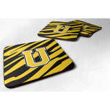 Caroline'S Treasures Cj1026-Ufc Monogram-Tiger Stripe-Black Gold Foam Coasters (Set Of 4), Initial Letter U, 3.5 H X 3.5