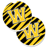 Caroline'S Treasures Monogram Initial W Tiger Stripe - Black Gold Set Of 2 Cup Holder Car Coasters Cj1026-Wcarc, 2.56, Multico