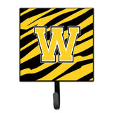 Caroline'S Treasures Cj1026-Wsh4 Letter W Initial Monogram-Tiger Stripe-Black Gold Leash Holder Or Key Hook, Small, Multicolor