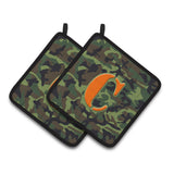 Caroline'S Treasures Letter C Monogram - Camo Green Pair Of Pot Holders Cj1030-Cpthd, 7.5Hx7.5W, Multicolor