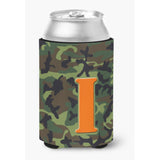Letter I Initial Monogram - Camo Green Can Or Bottle Beverage Insulator Hugger