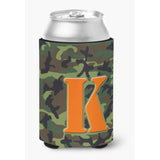 Letter K Initial Monogram - Camo Green Can Or Bottle Beverage Insulator Hugger