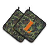 Caroline'S Treasures Letter L Monogram - Camo Green Pair Of Pot Holders Cj1030-Lpthd, 7.5Hx7.5W, Multicolor