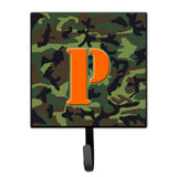 Caroline'S Treasures Cj1030-Psh4 Letter P Initial Monogram-Camo Green Leash Holder Or Key Hook, Small, Multicolor