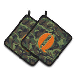 Caroline'S Treasures Letter Q Monogram - Camo Green Pair Of Pot Holders Cj1030-Qpthd, 7.5Hx7.5W, Multicolor