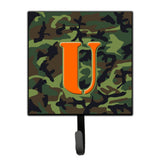 Caroline'S Treasures Cj1030-Ush4 Letter U Initial Monogram-Camo Green Leash Holder Or Key Hook, Small, Multicolor
