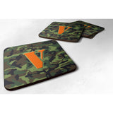 Caroline'S Treasures Cj1030-Vfc Monogram-Camo Green Foam Coasters (Set Of 4), Initial Letter V, 3.5 H X 3.5 W, Multico