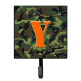 Caroline'S Treasures Cj1030-Ysh4 Letter Y Initial Monogram-Camo Green Leash Holder Or Key Hook, Small, Multicolor