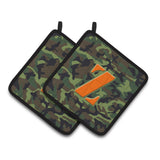 Caroline'S Treasures Letter Z Monogram - Camo Green Pair Of Pot Holders Cj1030-Zpthd, 7.5Hx7.5W, Multicolor