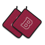 Caroline'S Treasures Monogram Initial B Maroon & White Pair Of Pot Holders Cj1032-Bpthd, 7.5Hx7.5W, Multicolor