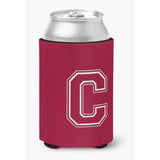 Letter C Initial Monogram - Maroon And White Can Or Bottle Beverage Insulator Hugger