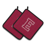 Caroline'S Treasures Monogram Initial E Maroon & White Pair Of Pot Holders Cj1032-Epthd, 7.5Hx7.5W, Multicolor
